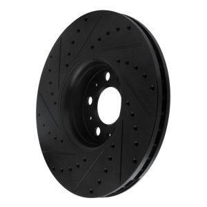 Volvo XC90 Brake Rotor (1) - Front Right - R1 Concepts - Drilled & Slotted - Black - `03-`14